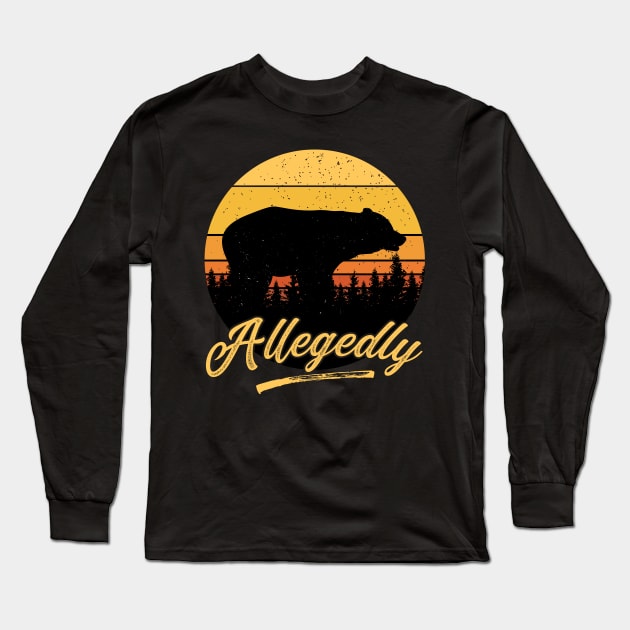 Allegedly Bear Vintage Retro Sunset Distress Gift Long Sleeve T-Shirt by BadDesignCo